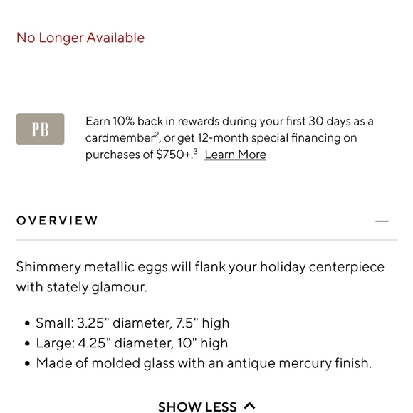 Pottery Barn Mercury Glass Egg Stand, one small - Picture 4 of 4